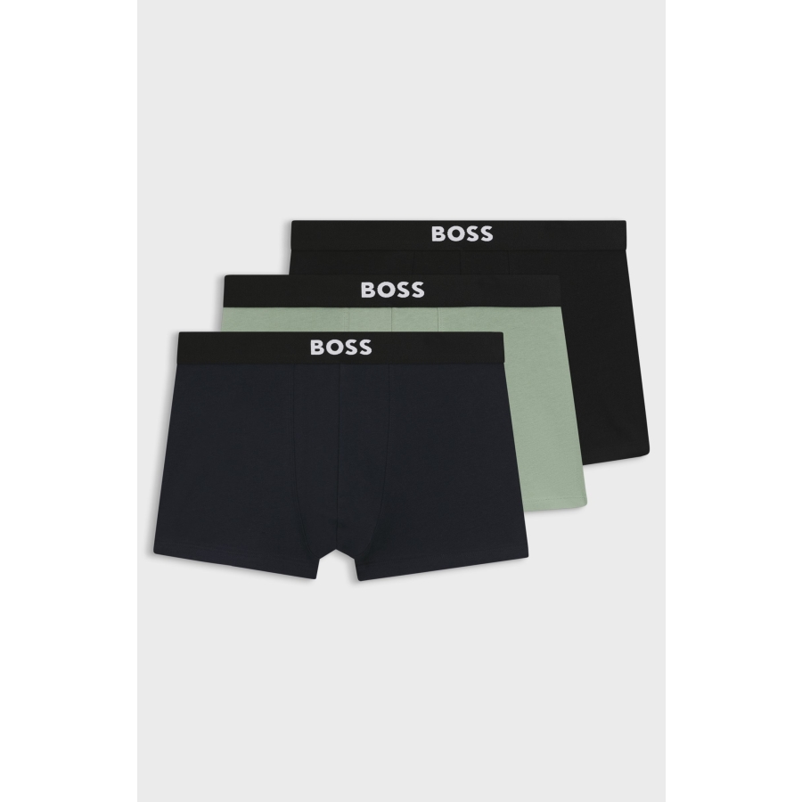 Hugo Boss Three-Pack Of Stretch-Cotton Trunks With Logo Waistbands
