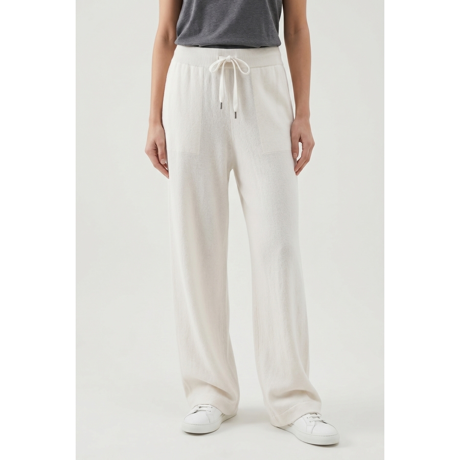 Brunello Cucinelli Wooff White Wool Silk Wide Trousers