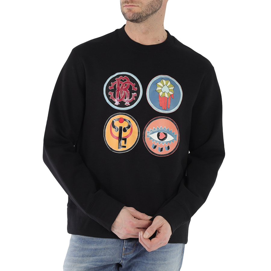 Roberto Cavalli Mens Black Lucky Symbol Sweatshirt