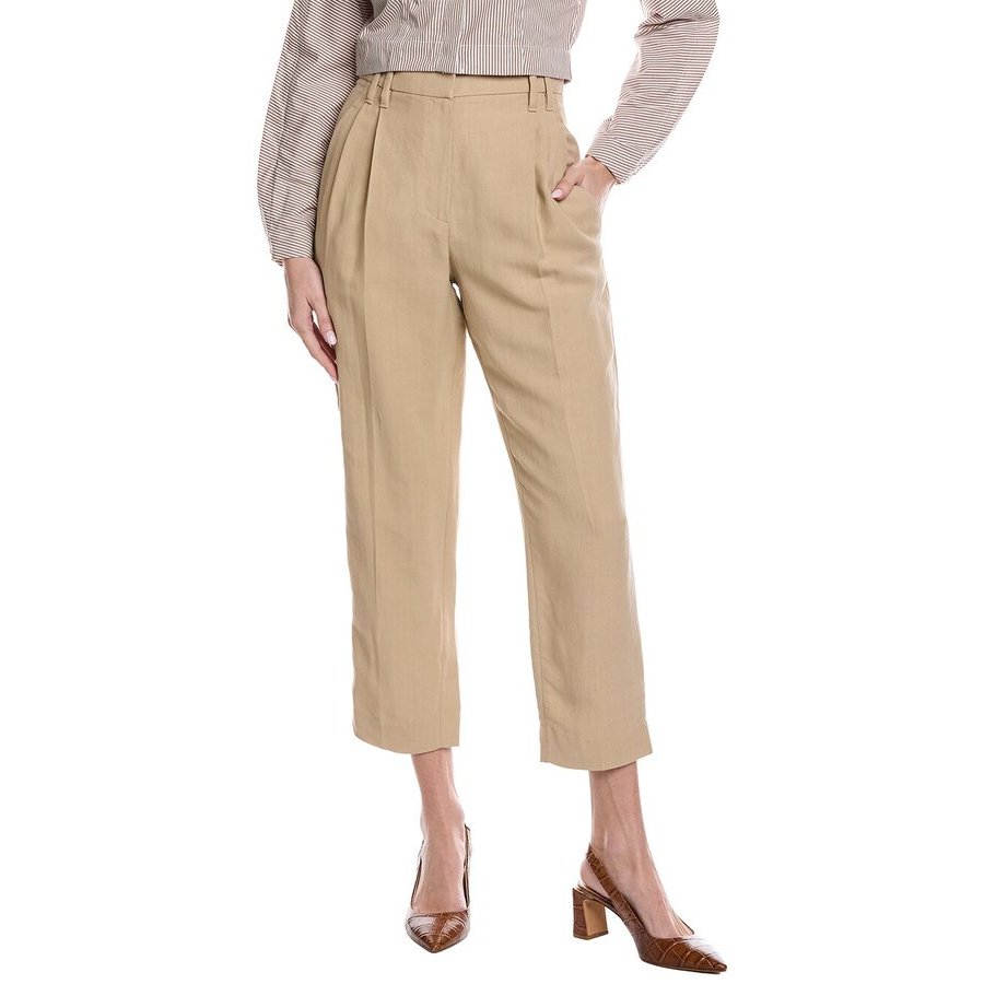 Brunello Cucinelli Wobeige Linen Blend Cropped Trousers