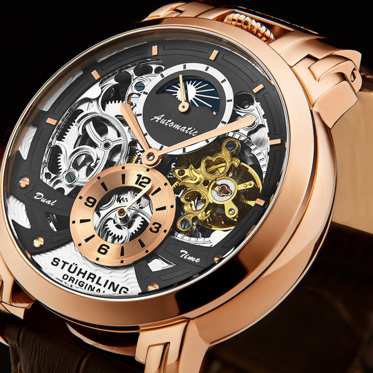 Stuhrling Original Legacy Automatic Rose Gold Dial Men's Watch