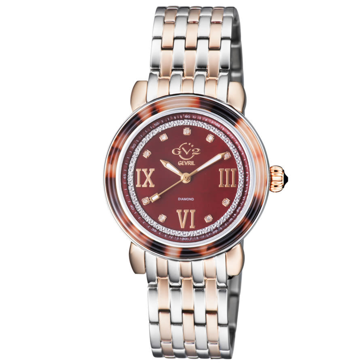 Women's Marsala Leather Mother of Pearl Dial Watch - GV2 by Gevril