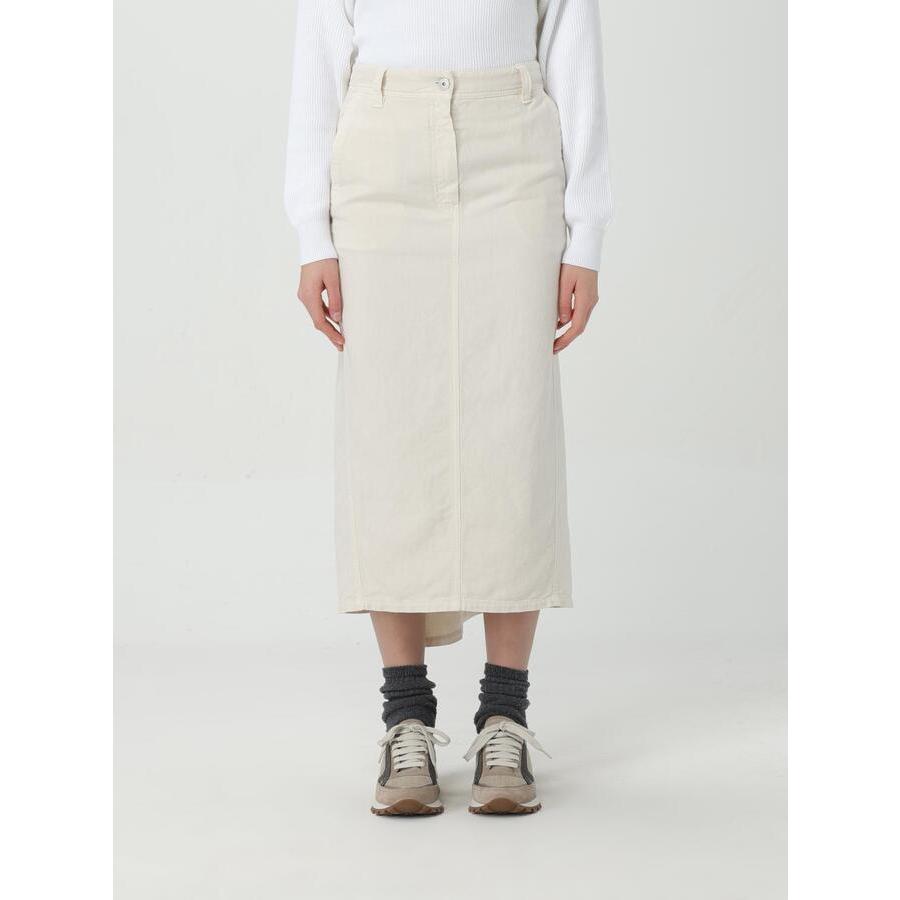 Brunello Cucinelli Wogesso Cotton Linen Midi Skirt