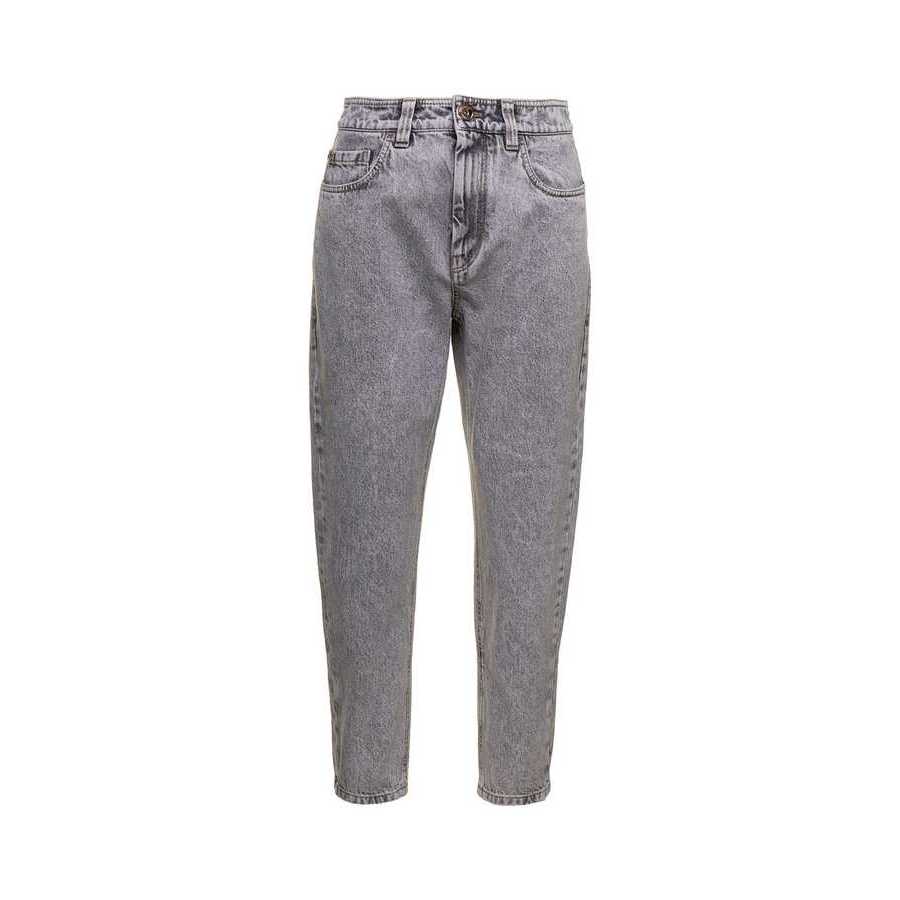Brunello Cucinelli Womens Vintage Stone Denim Tapered Pants