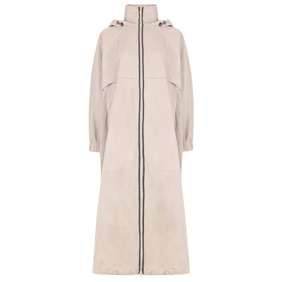 Brunello Cucinelli Light Beige Leather Hooded Jacket