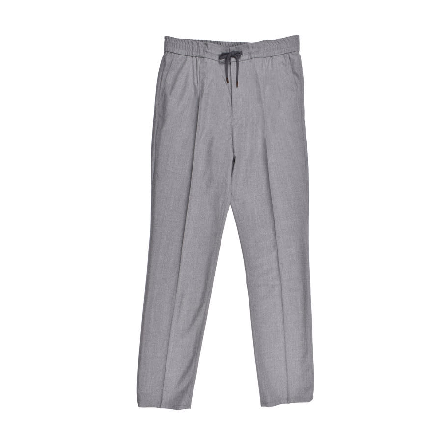 Brunello Cucinelli Gray Virgin Wool Drawstring Trousers