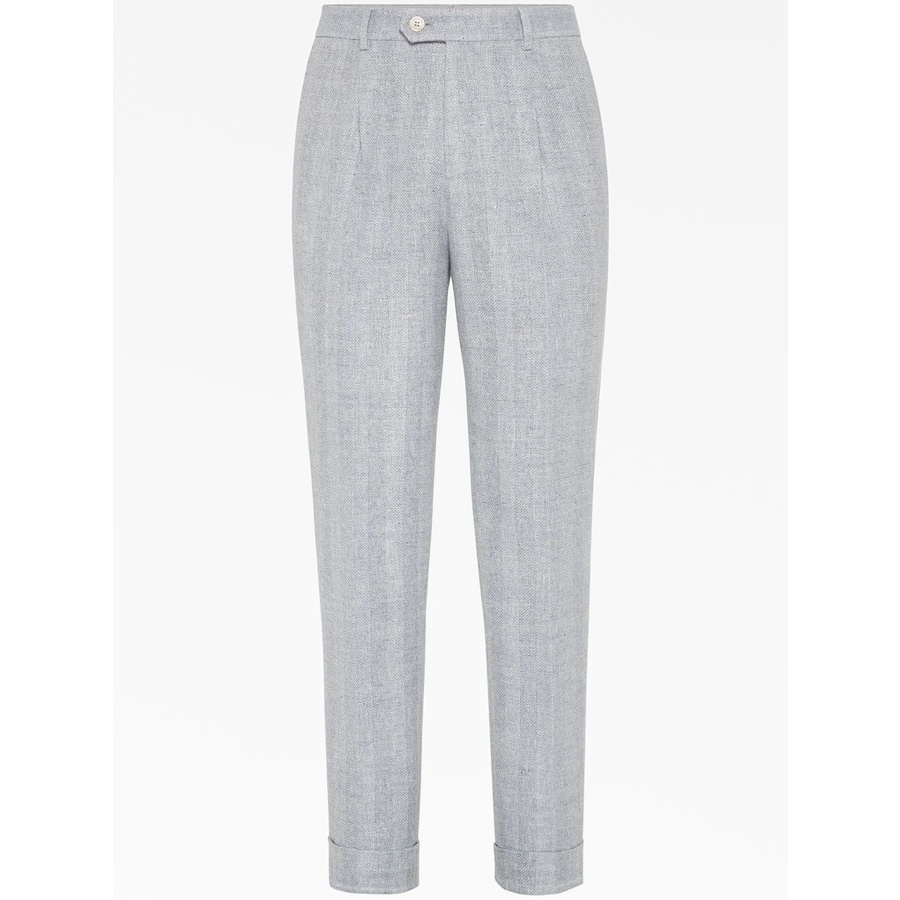 Brunello Cucinelli Dust Linen Silk Wool Trousers