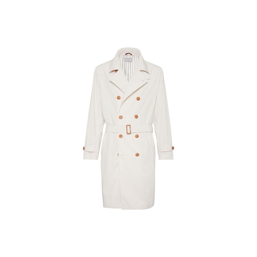 Brunello Cucinelli Ivory Double-Breasted Trench Coat