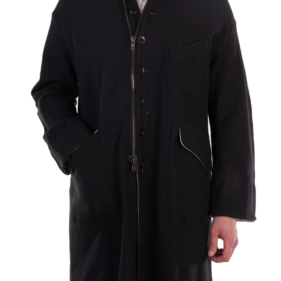 Viridi-Anne Mens Gray Long Fulling Coat