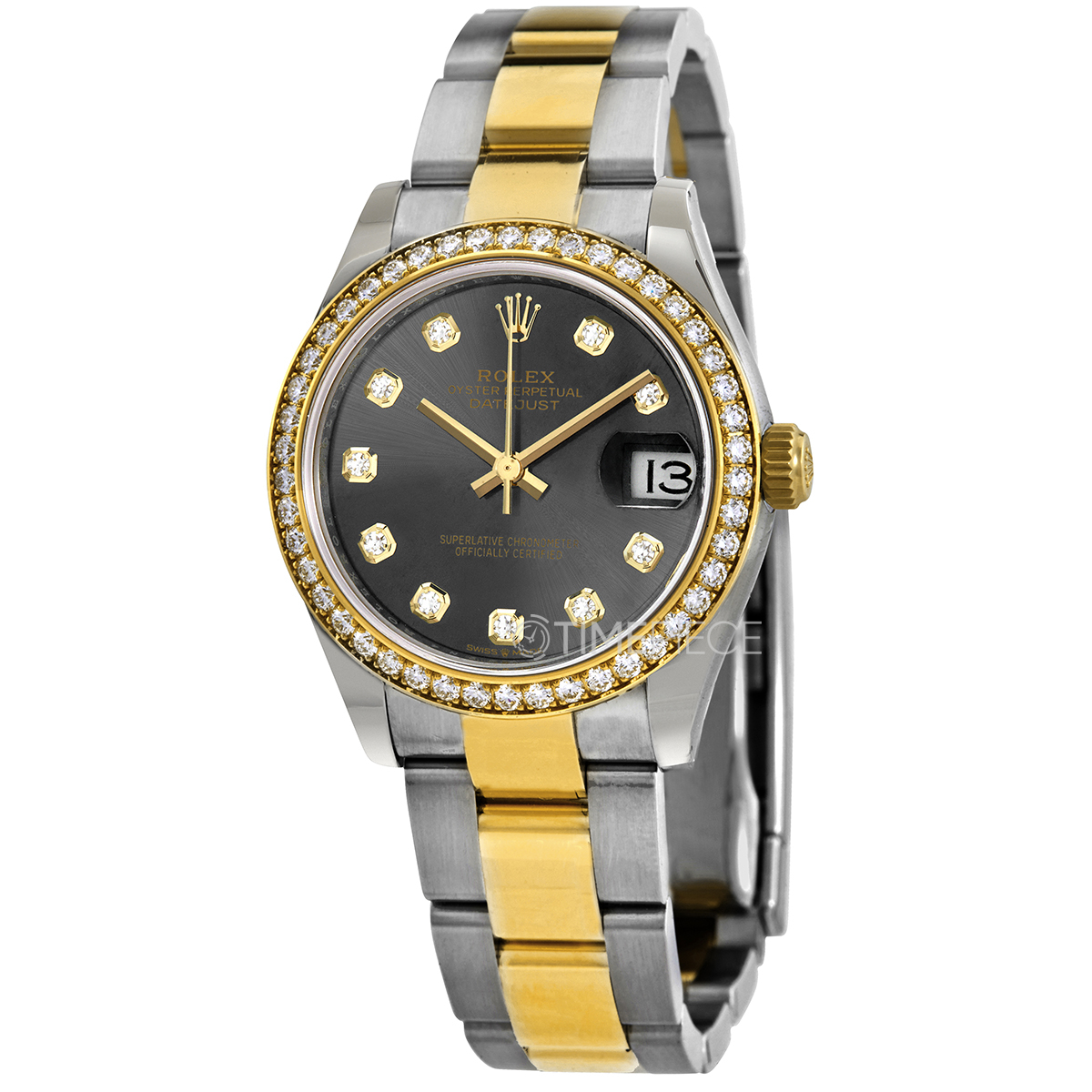 Rolex Datejust 31 Grey Diamond Dial Ladies Steel and 18kt Yellow Gold