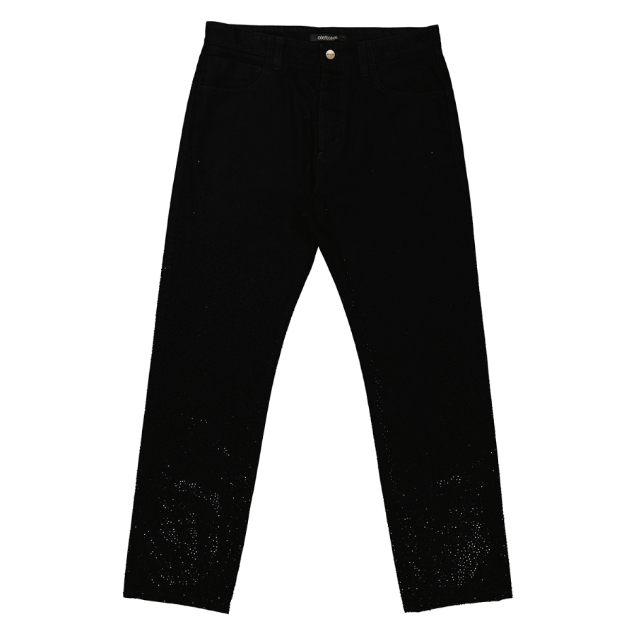 Roberto Cavalli Black Crystal Embellished Jeans
