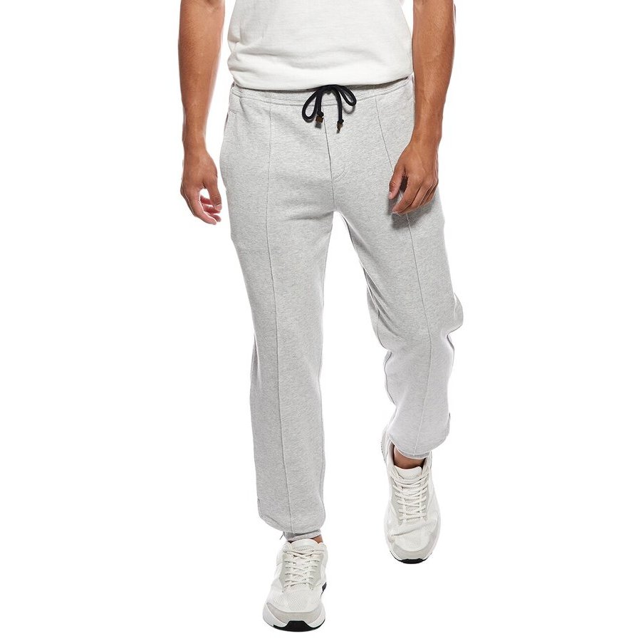 Brunello Cucinelli Cotton-Linen Drawstring Joggers — Grey