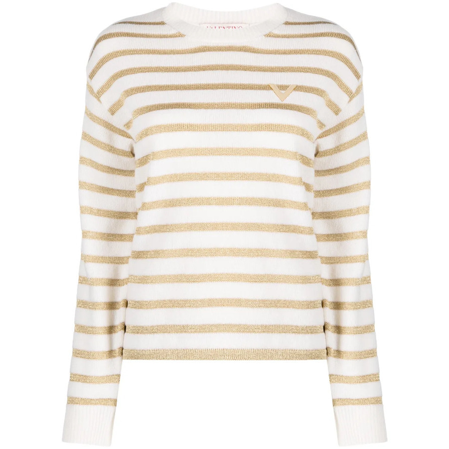 Valentino Garavani Striped Logo-Plaque Jumper