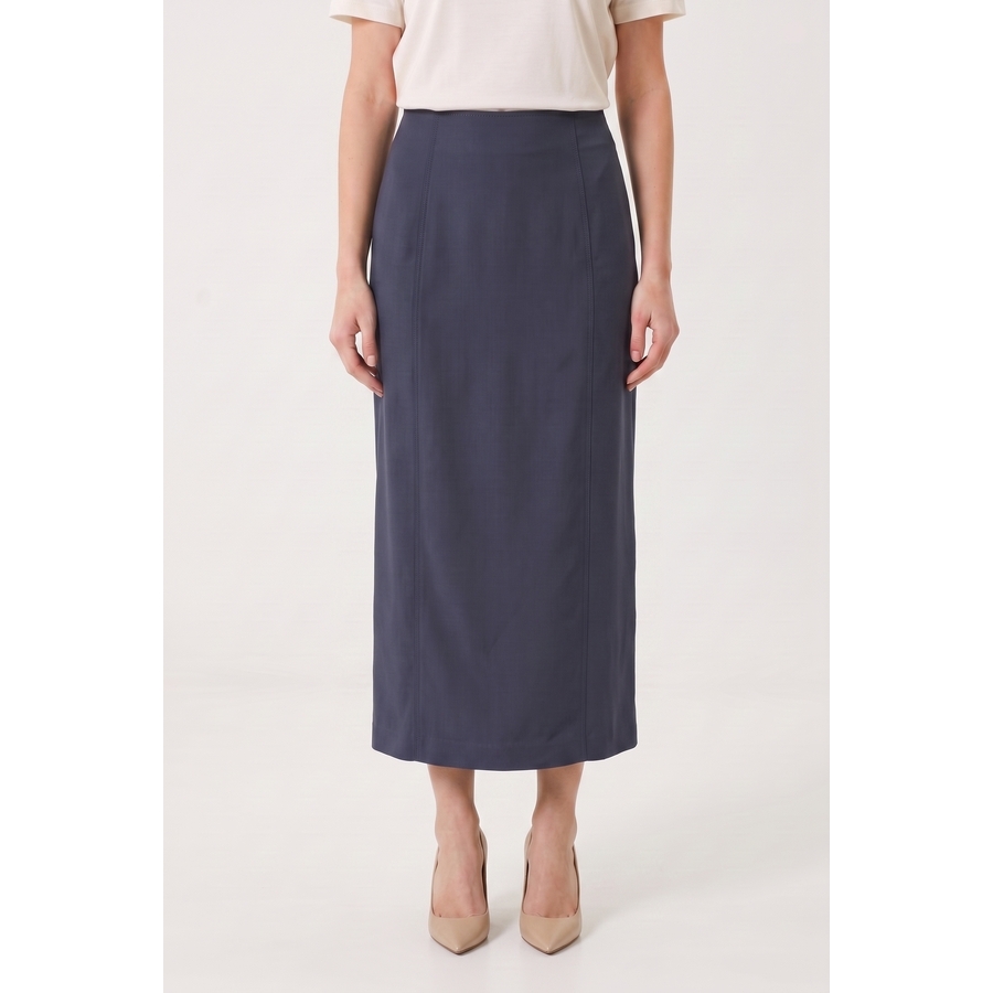 Brunello Cucinelli Women's Dark Blue Linen Blend Skirt