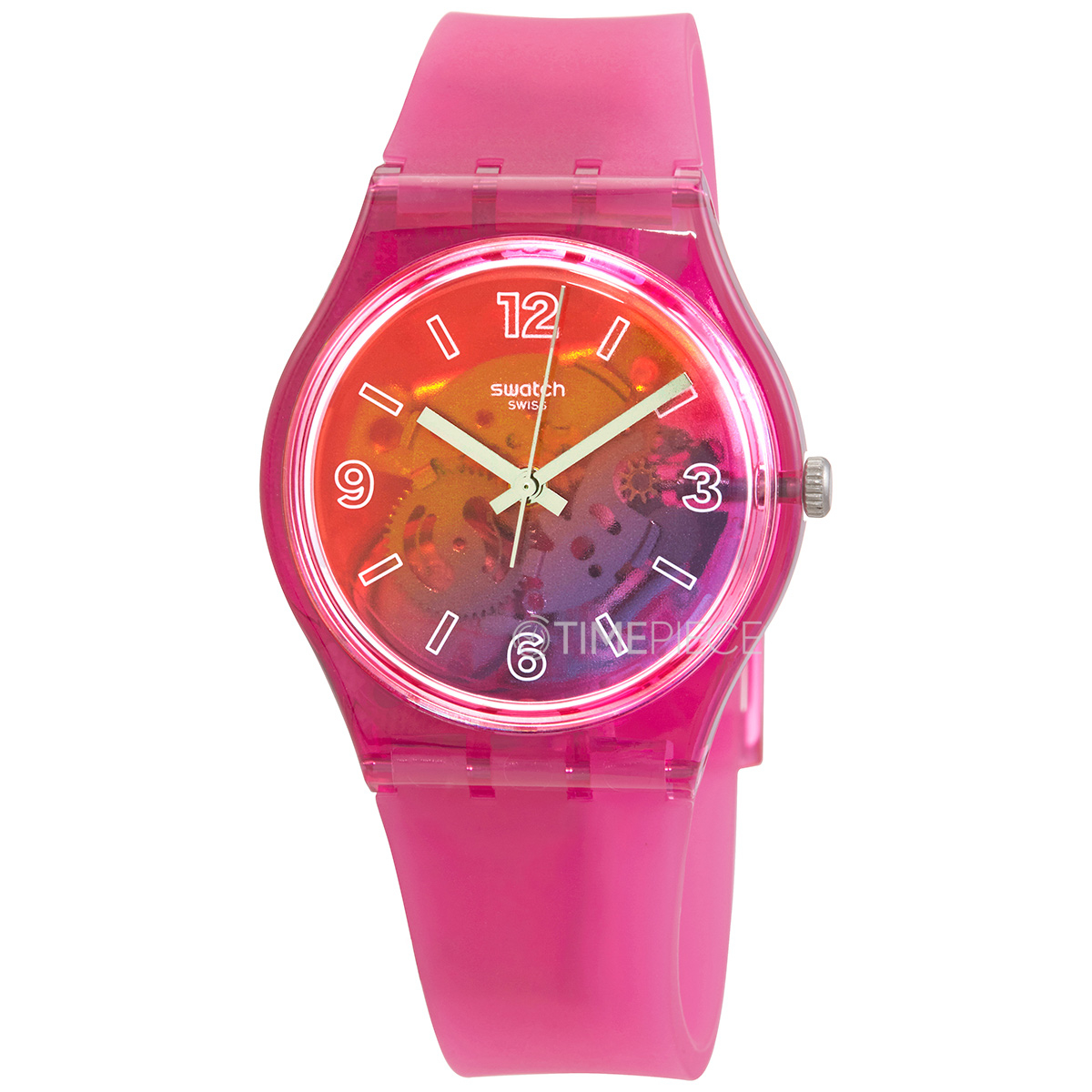 Swatch Monthly Drops Orange Disco Fever Quartz Ladies Watch GP174