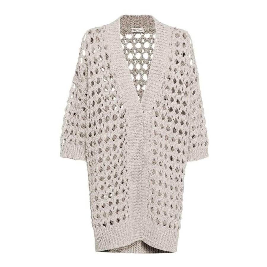 Brunello Cucinelli Wolight Beige Openwork Sweater