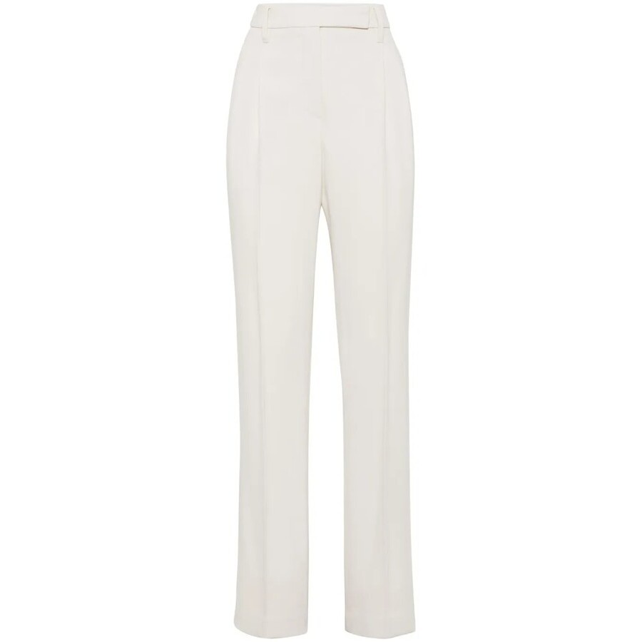 Brunello Cucinelli Wooff White Tailored Trousers