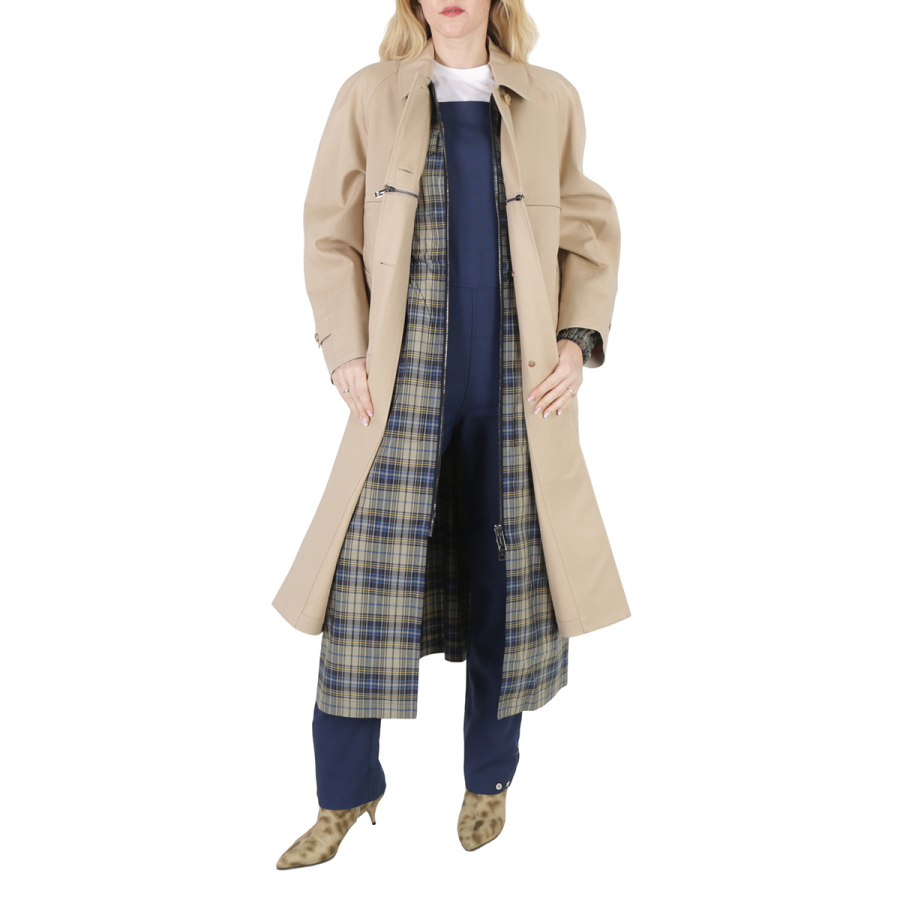 Burberry Soft Fawn Cotton Gabardine Single-Breasted Reconstructed Car Coat, Brand Size 8 (US Size 6)