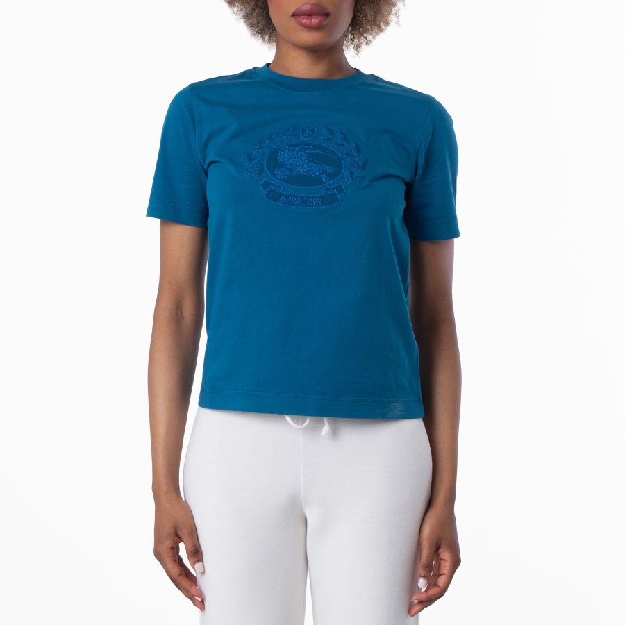 Burberry Embroidered Logo Cotton T-Shirt