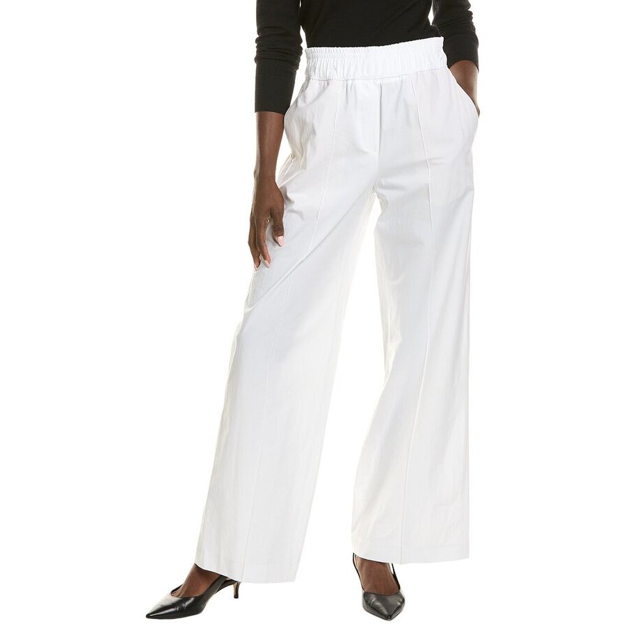 Brunello Cucinelli Optical White Wide-Leg Trousers
