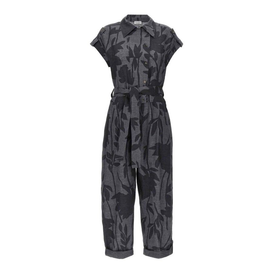 Brunello Cucinelli Wogrigio Linen Belted Jumpsuit