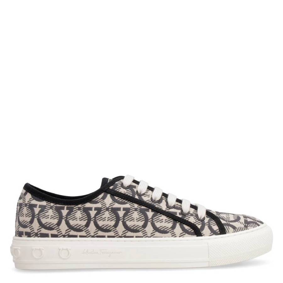 Ferragamo Wimbledon Gancini Low-Top Sneakers