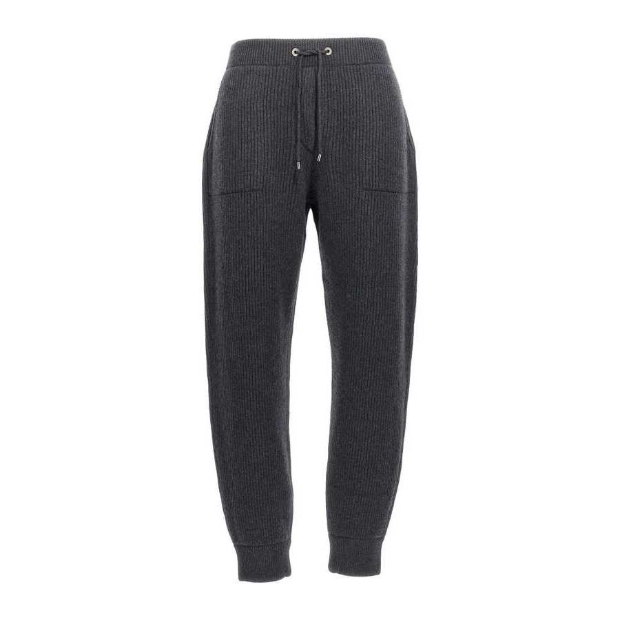 Brunello Cucinelli Black Cashmere Ribbed Jogger Pants
