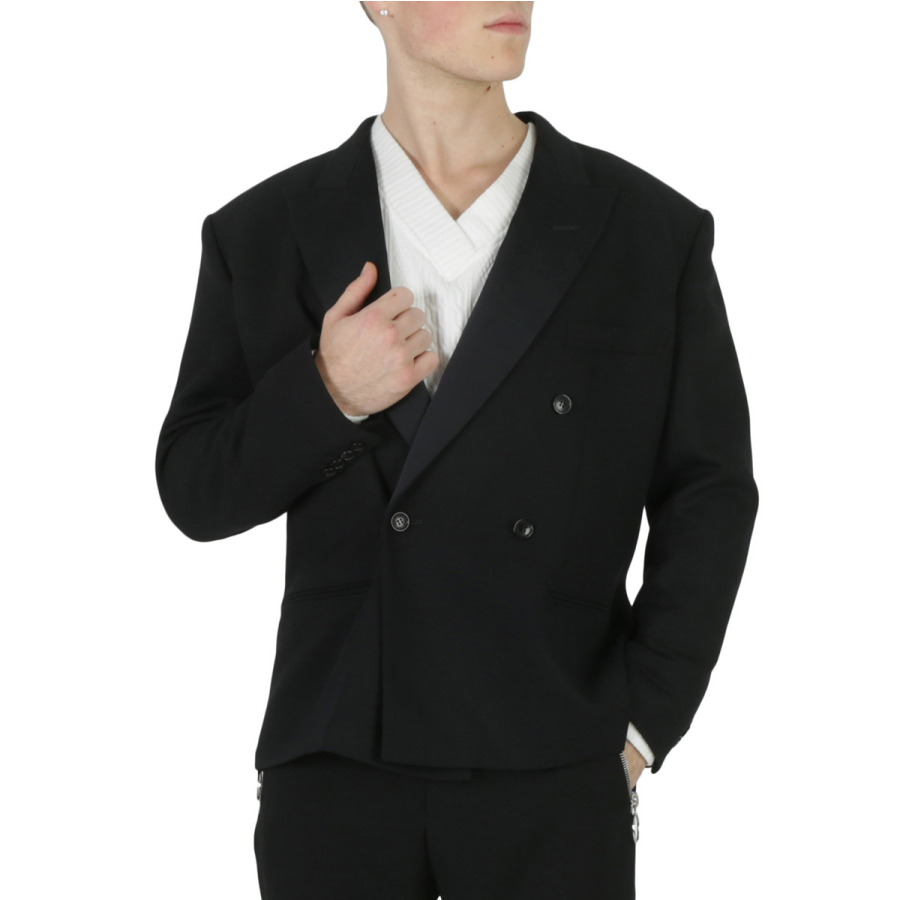 Balenciaga Black Cristobal Double-Breasted Blazer Jacket