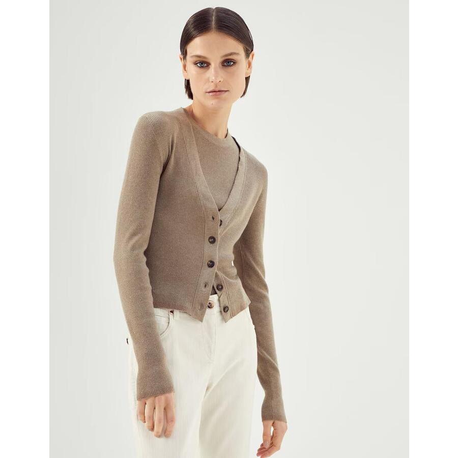 Brunello Cucinelli Women's Caribou Wool Blend Button Front Sweater