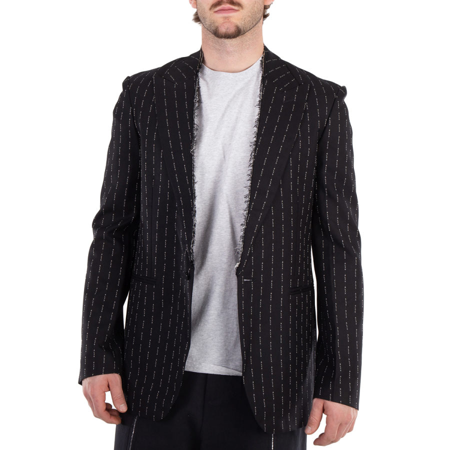 Alyx Mens Black / White Pinstrip Embroidered Blazer