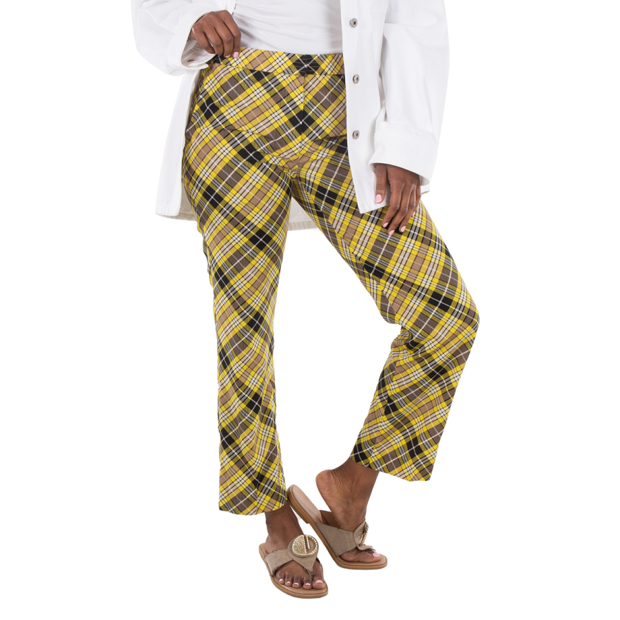 Burberry Cropped Check Technical Wool Tailored Trousers