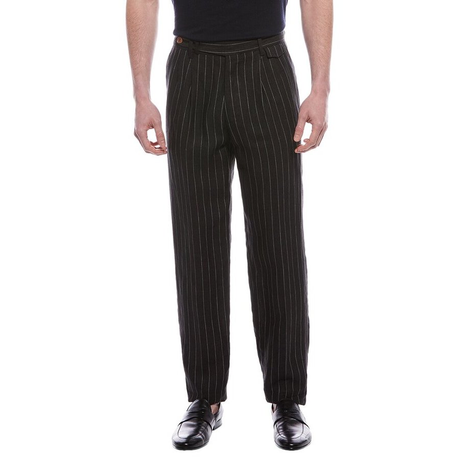 Brunello Cucinelli Mens Black Pinstripe Tailored Trousers