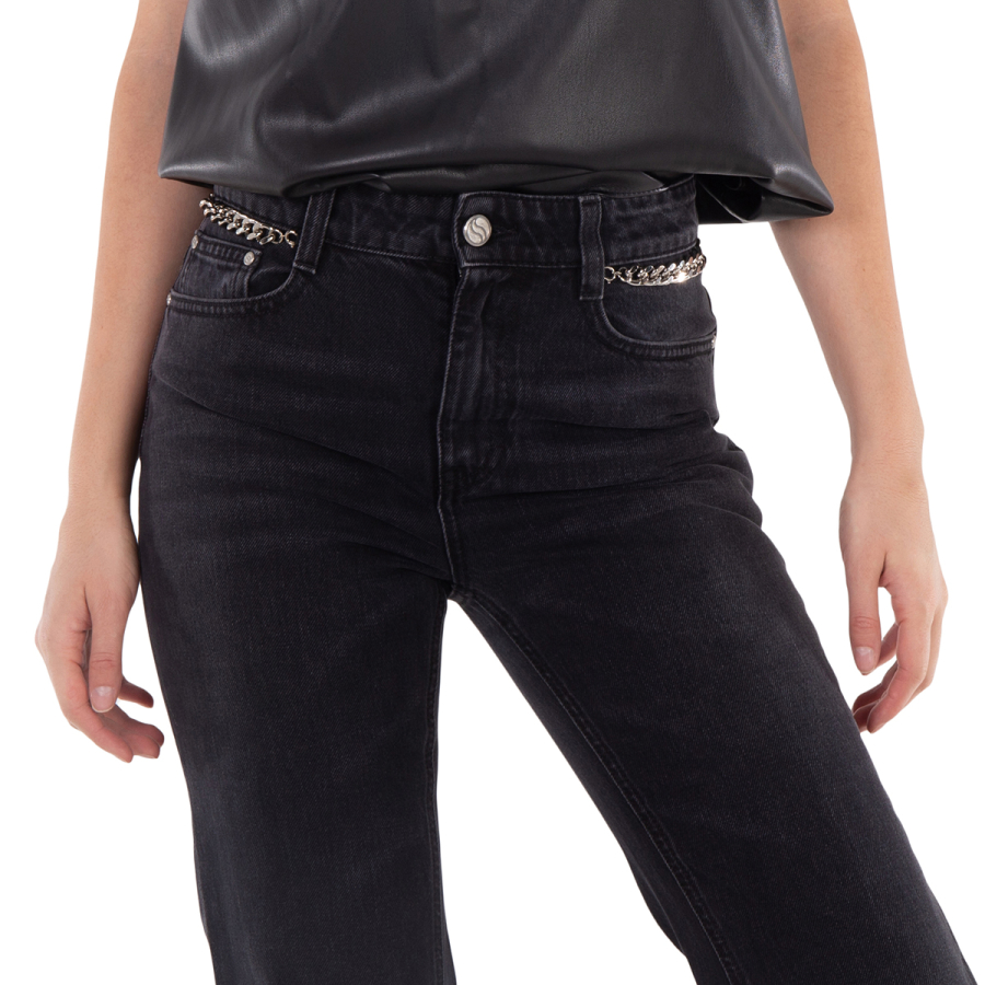 Stella McCartney Black Falabella Cotton Denim Flared Leg Jeans