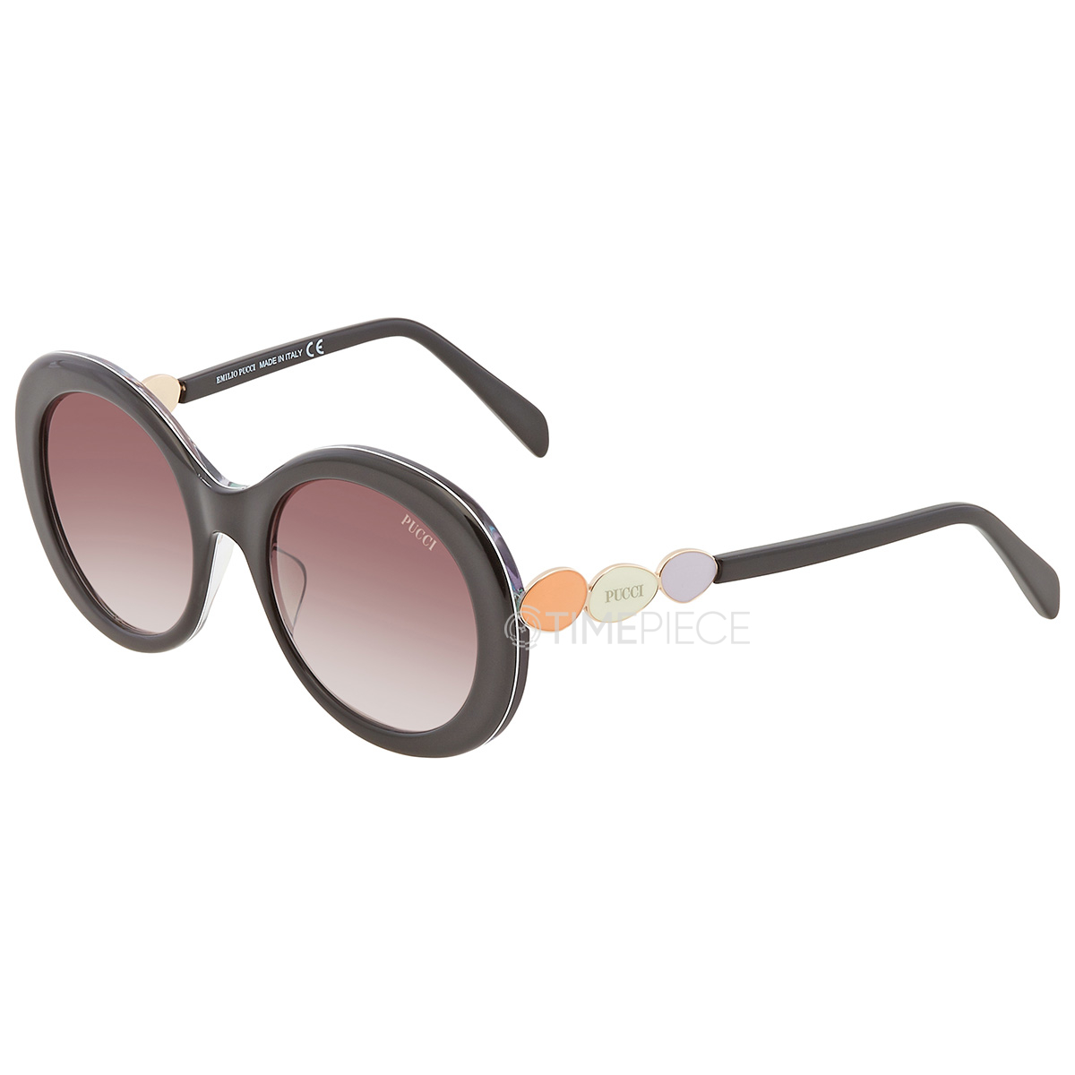 Emilio Pucci Gradient Bordeaux Round Ladies Sunglasses EP0127 01T 55  889214098344 - Sunglasses - Jomashop