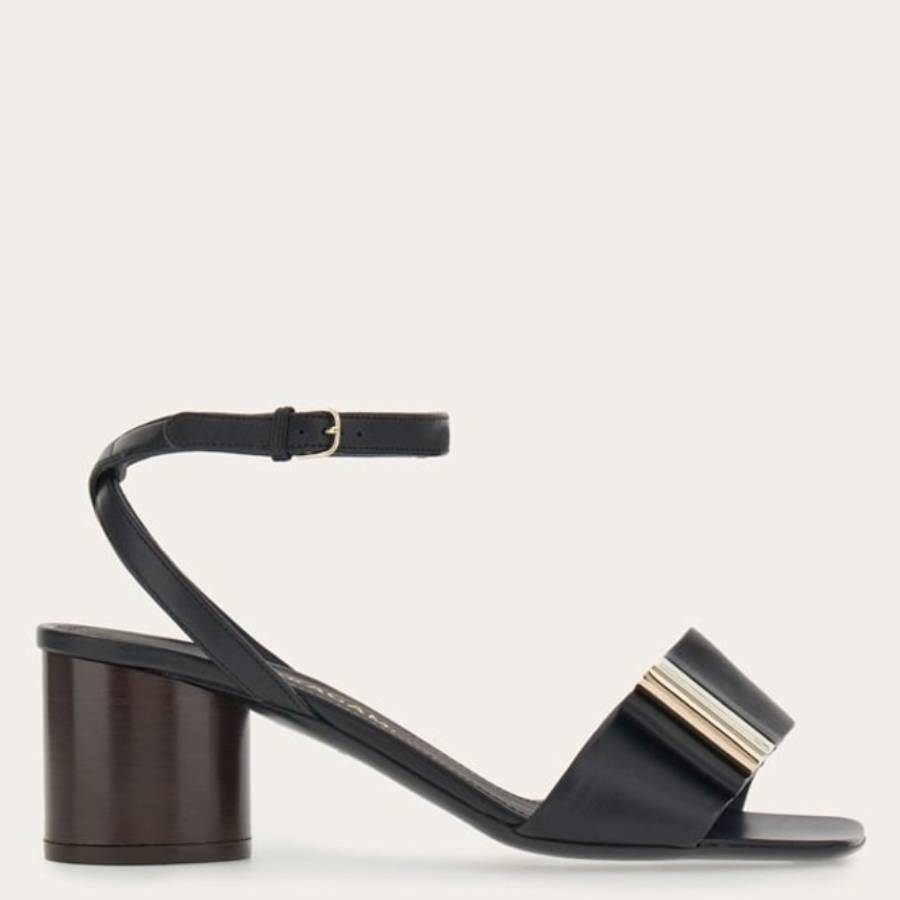 Ferragamo Lyana Leather Block-Heel Sandals, Size 7 C