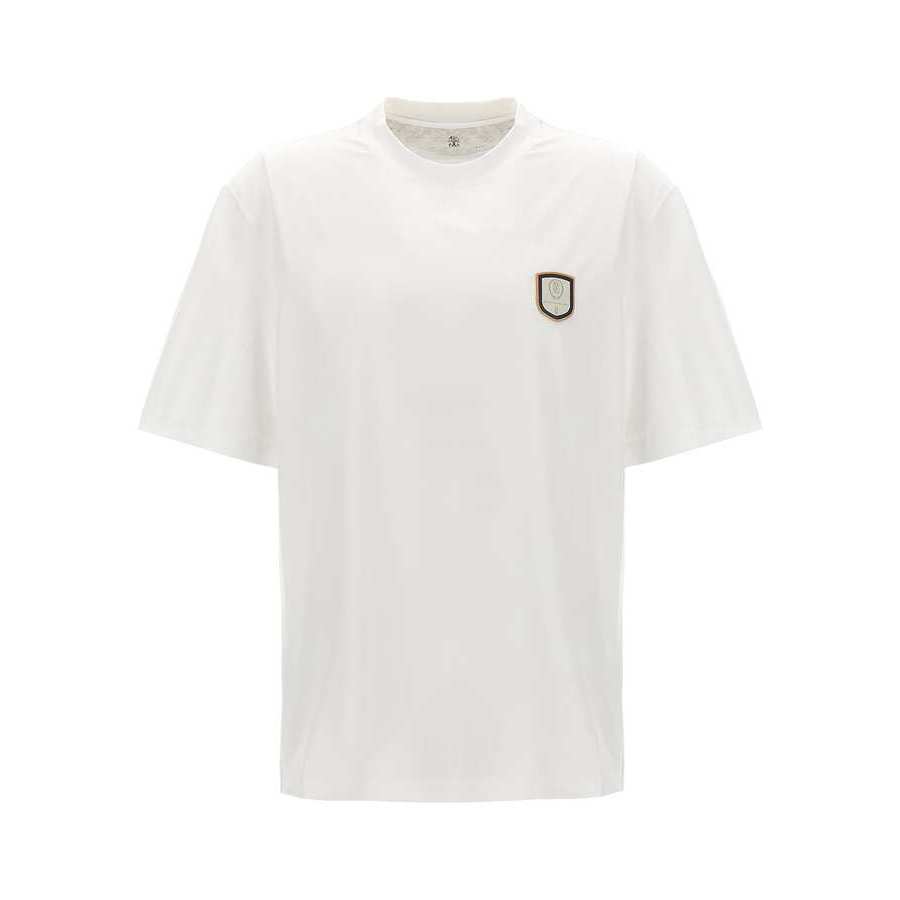 Brunello Cucinelli Mens White Short Sleeve Logo Patch Shirt