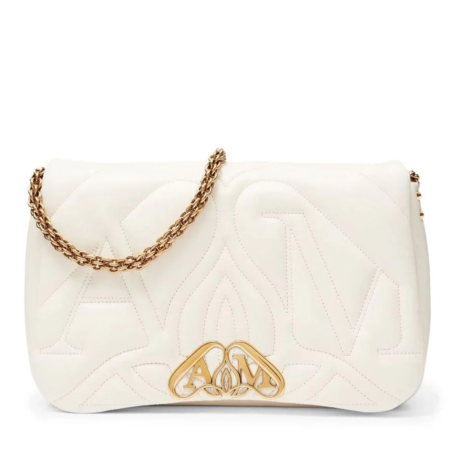 Alexander McQueen Seal Crossbody Bag — Beige