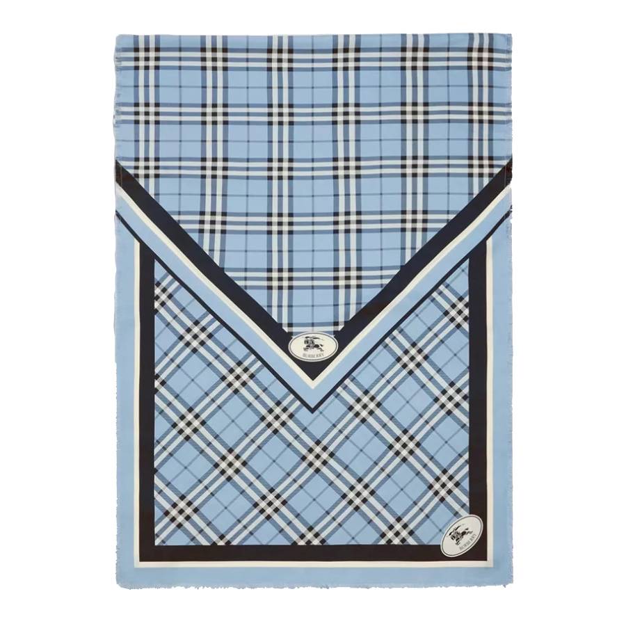 Burberry Bank Blue Check Knight Stamp Silk Scarf