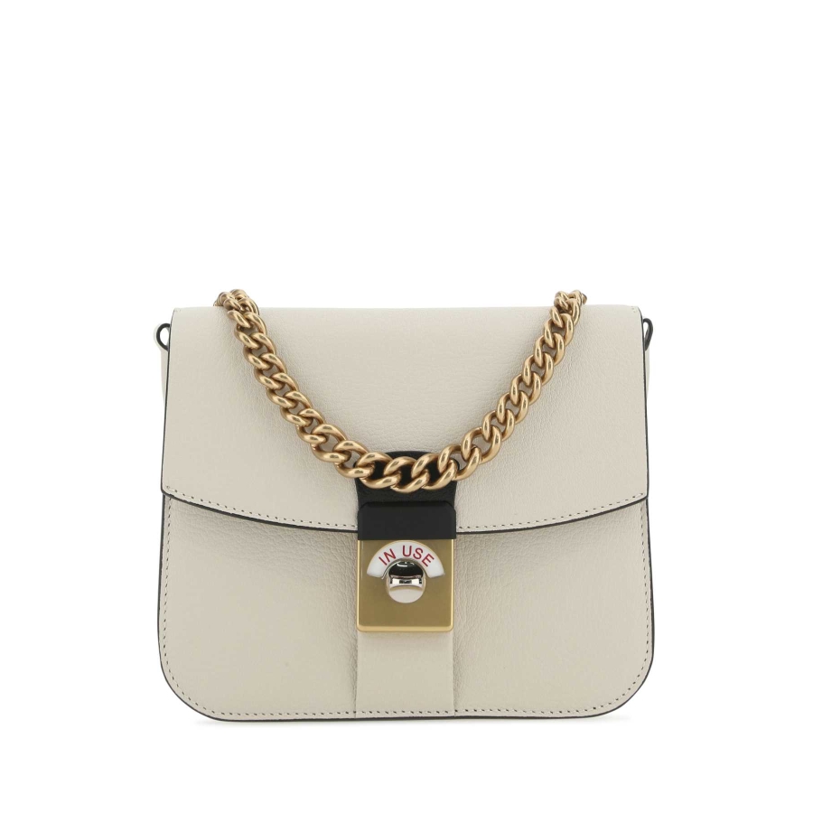 Maison Margiela Two-tone Leather And Cotton New Lock Square Handbag