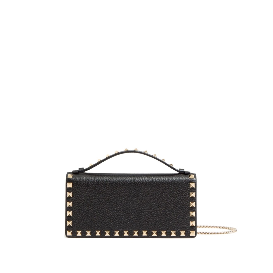 Valentino Garavani Rockstud Leather Wallet On Chain