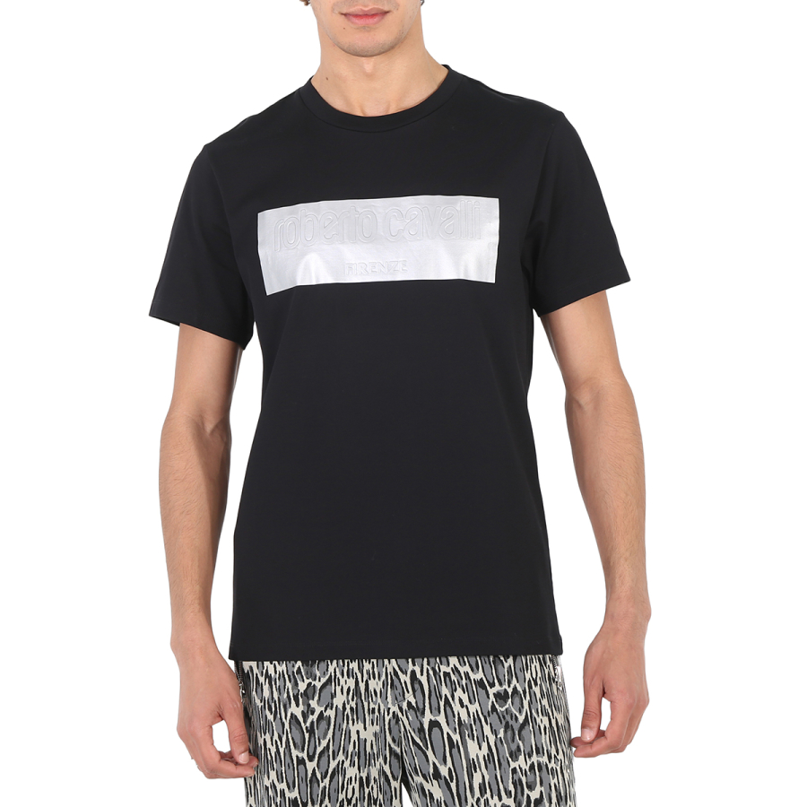 Roberto Cavalli Mens Black Slim Fit Cotton Jersey T-shirt