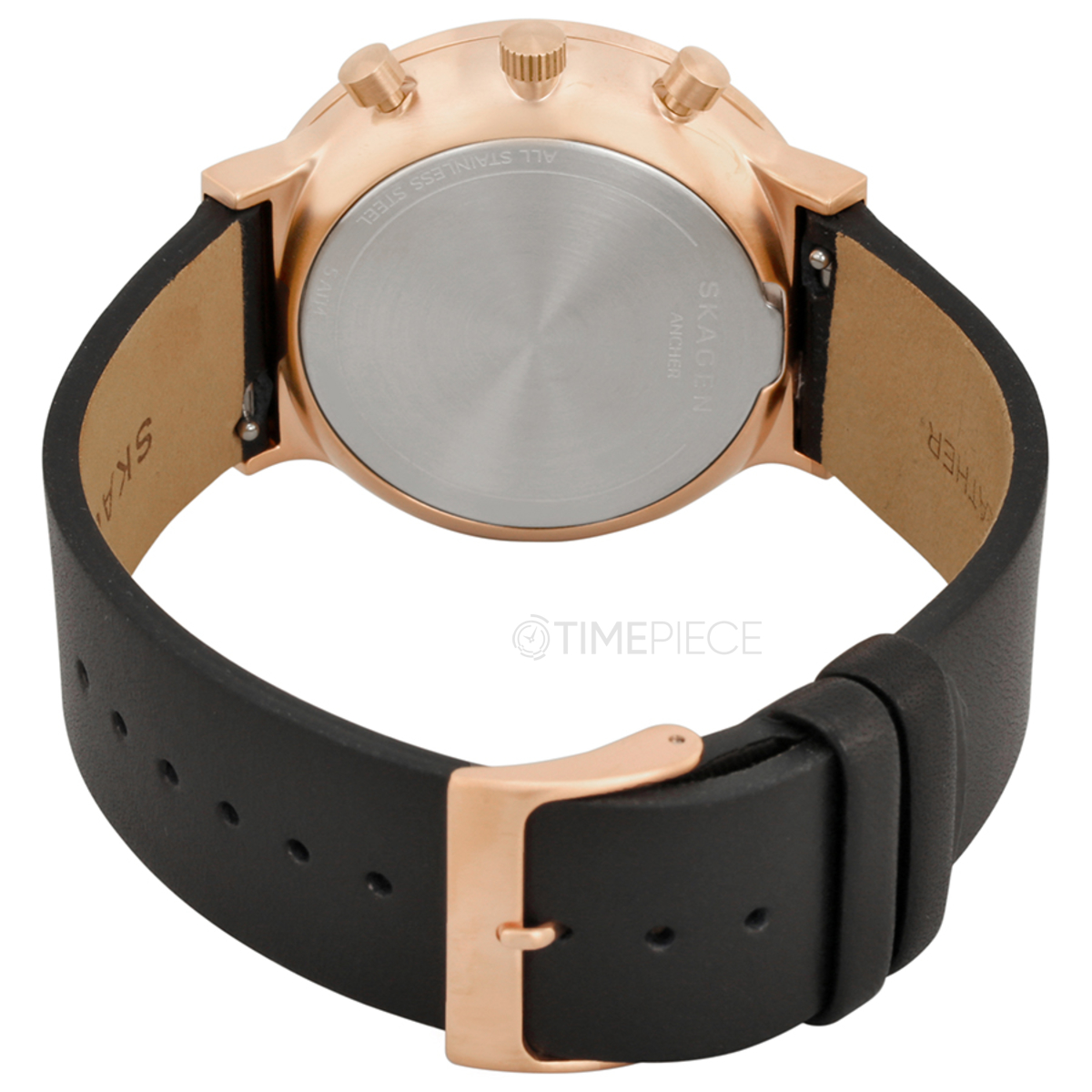 Ancher black deals leather chronograph