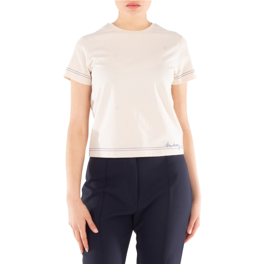 Burberry Logo Embroidered Cotton T-Shirt
