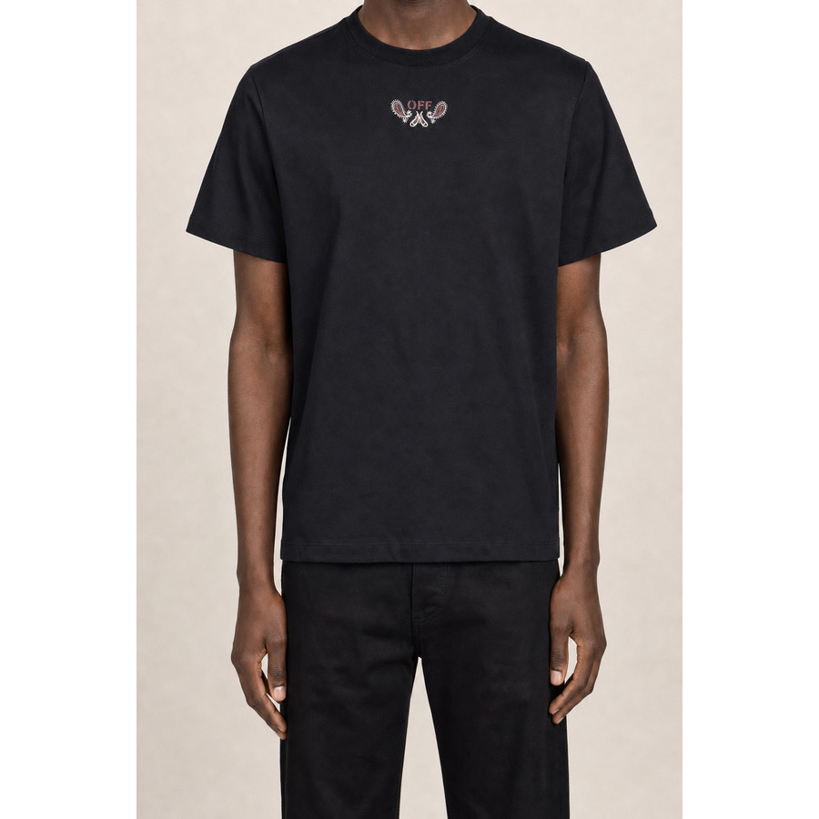 Off-White Men's Black Cotton Short Sleeve Crewneck Shirt