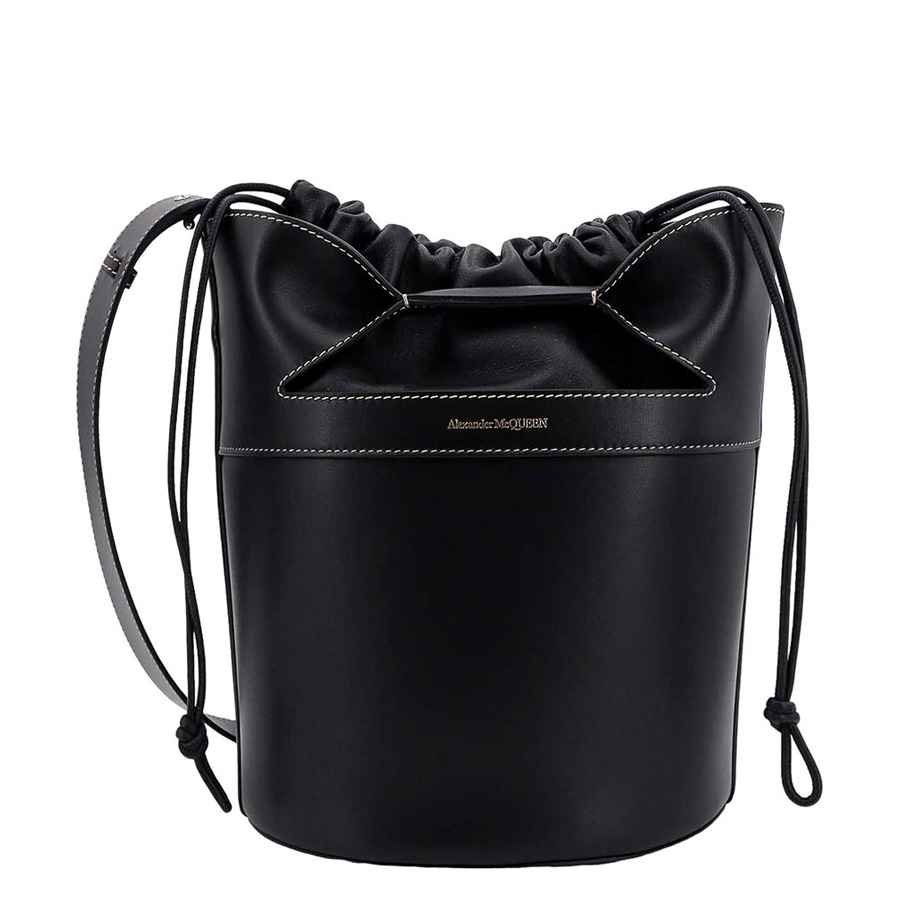 Alexander Mcqueen Logo-Stamp Leather Bucket Bag