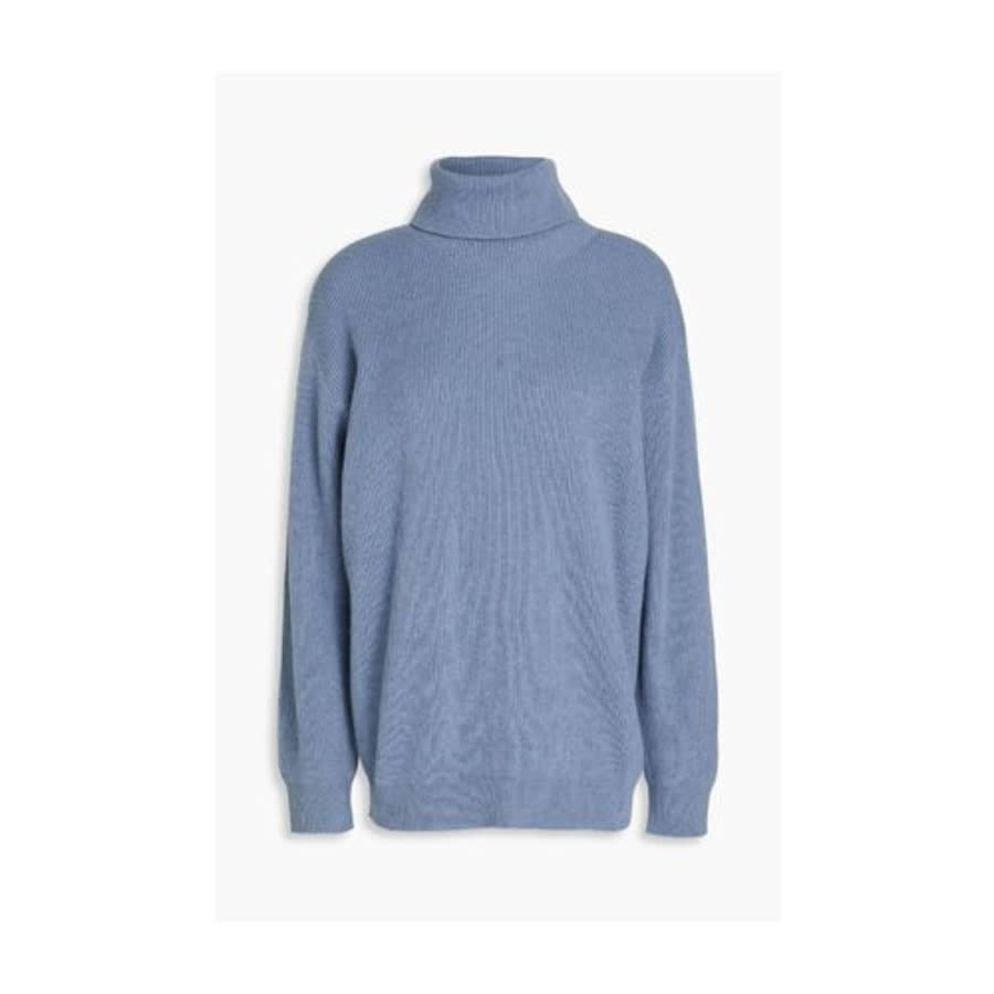 Brunello Cucinelli Stone Blue Turtleneck Knit Sweater