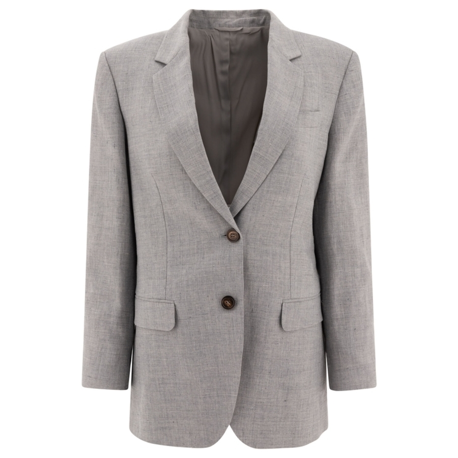 Brunello Cucinelli Wolight Grey Linen Wool Blazer