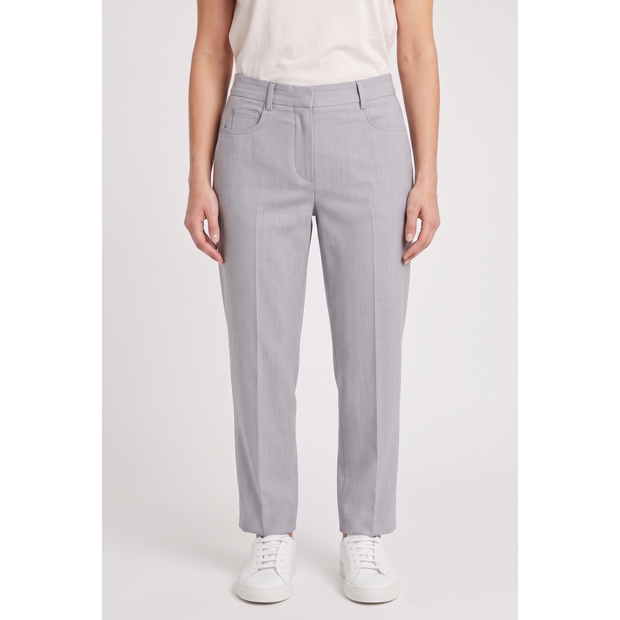 Brunello Cucinelli Women's Light Grey Linen Blend Trousers