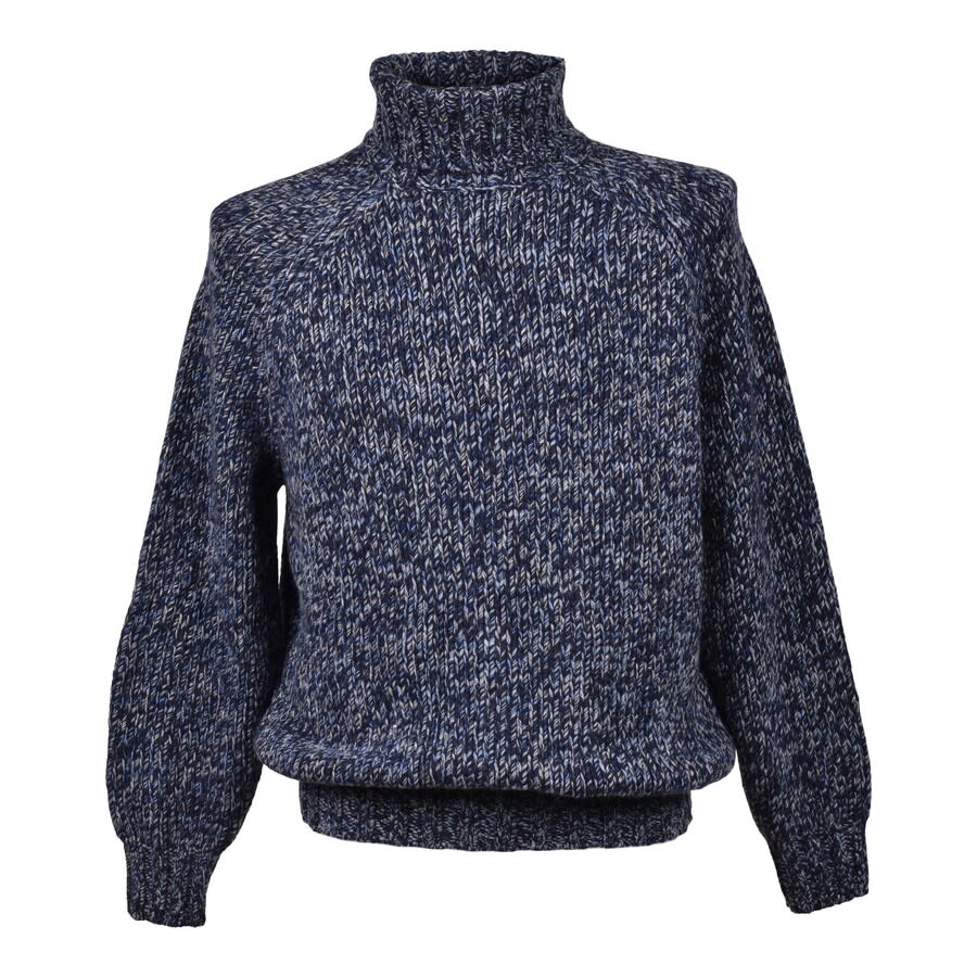 Brunello Cucinelli Blue Cashmere Blend Turtleneck Sweater