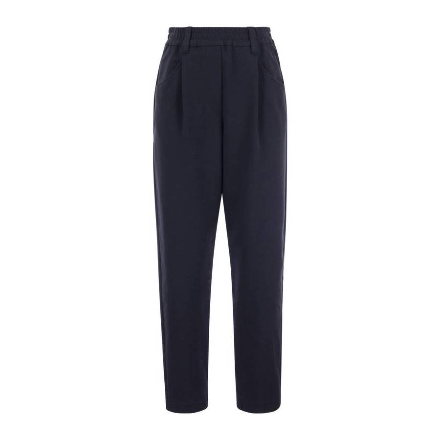 Brunello Cucinelli Navy Tailored Trousers With Pleats